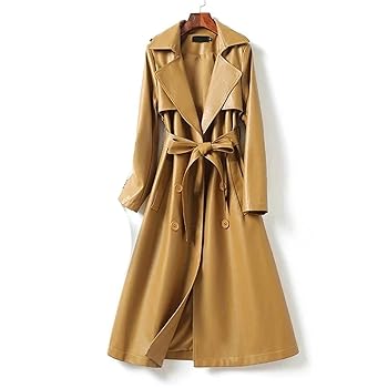 【美品】JUEMI Double Drawstring Long Coat ZouoYYii Women's Lambskin Leather Trench Coat - Double